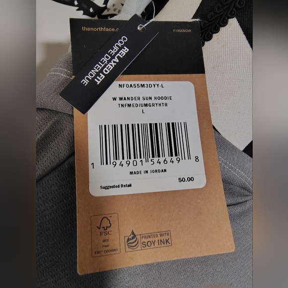 NWT The North Face Wander Sun Hoodie Ladies Large Gray Lightweight CURRENT STYLE - Picture 6 of 7